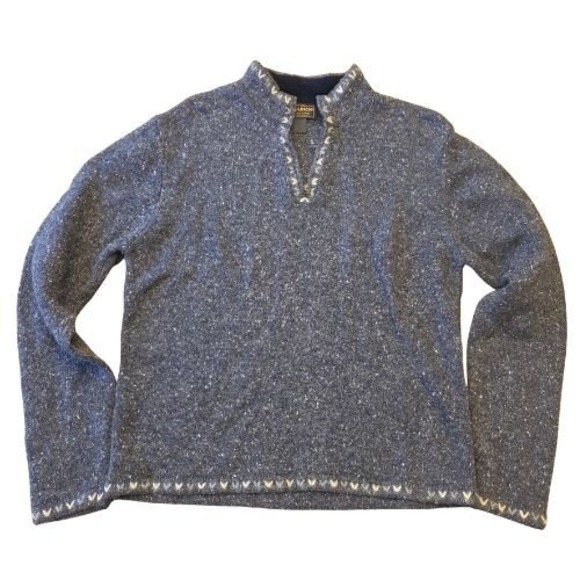 Woolrich Women's M Blue Heather 1/4 Zip Sweater Embroidered Cottage Core Cozy - Picture 2 of 15